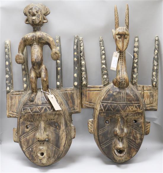 Two Bamana NTomo initiation masks